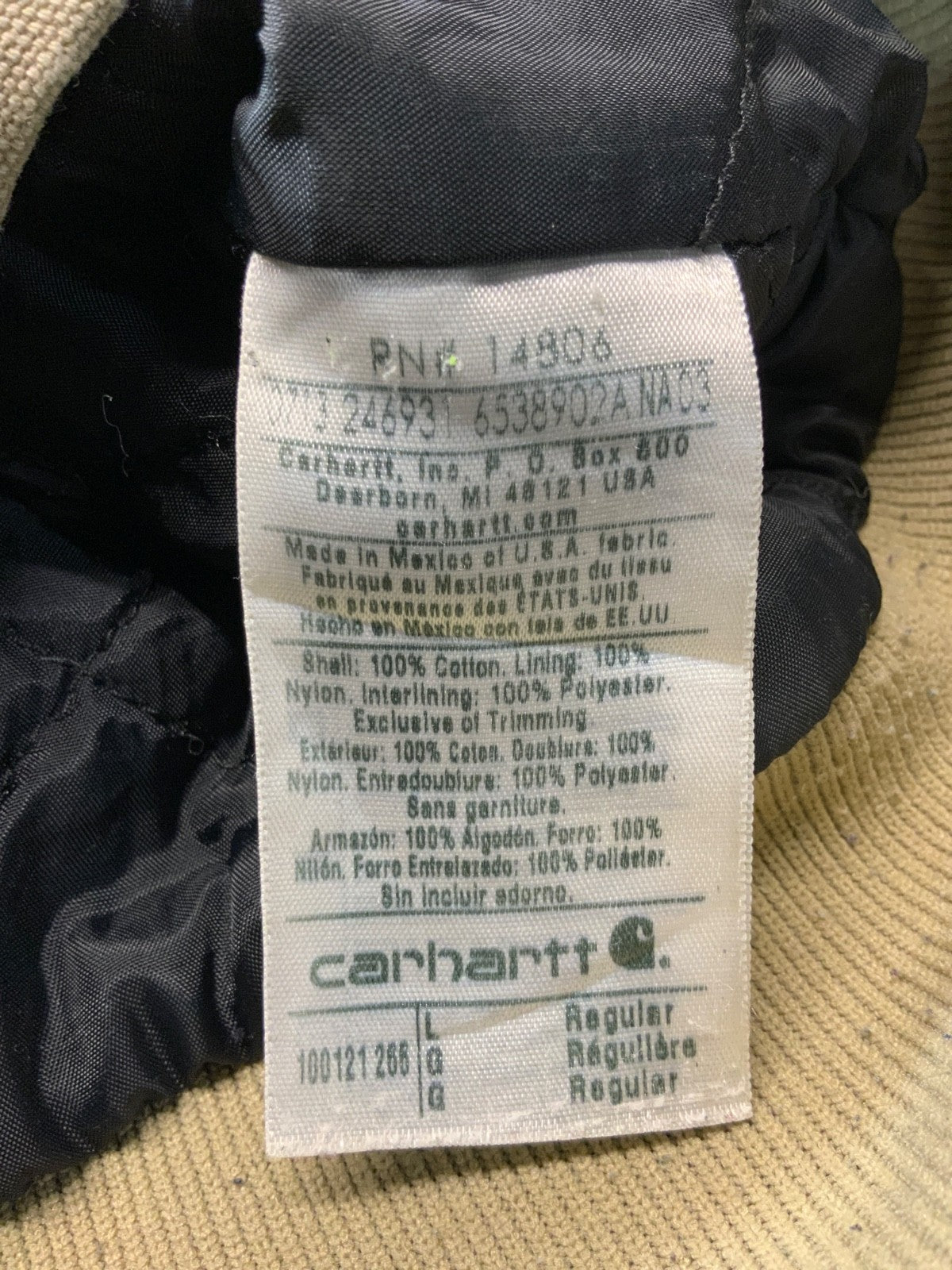 Carhartt Duck Vest Jacket Large Brown Full Zip Quilt Lined Hooded