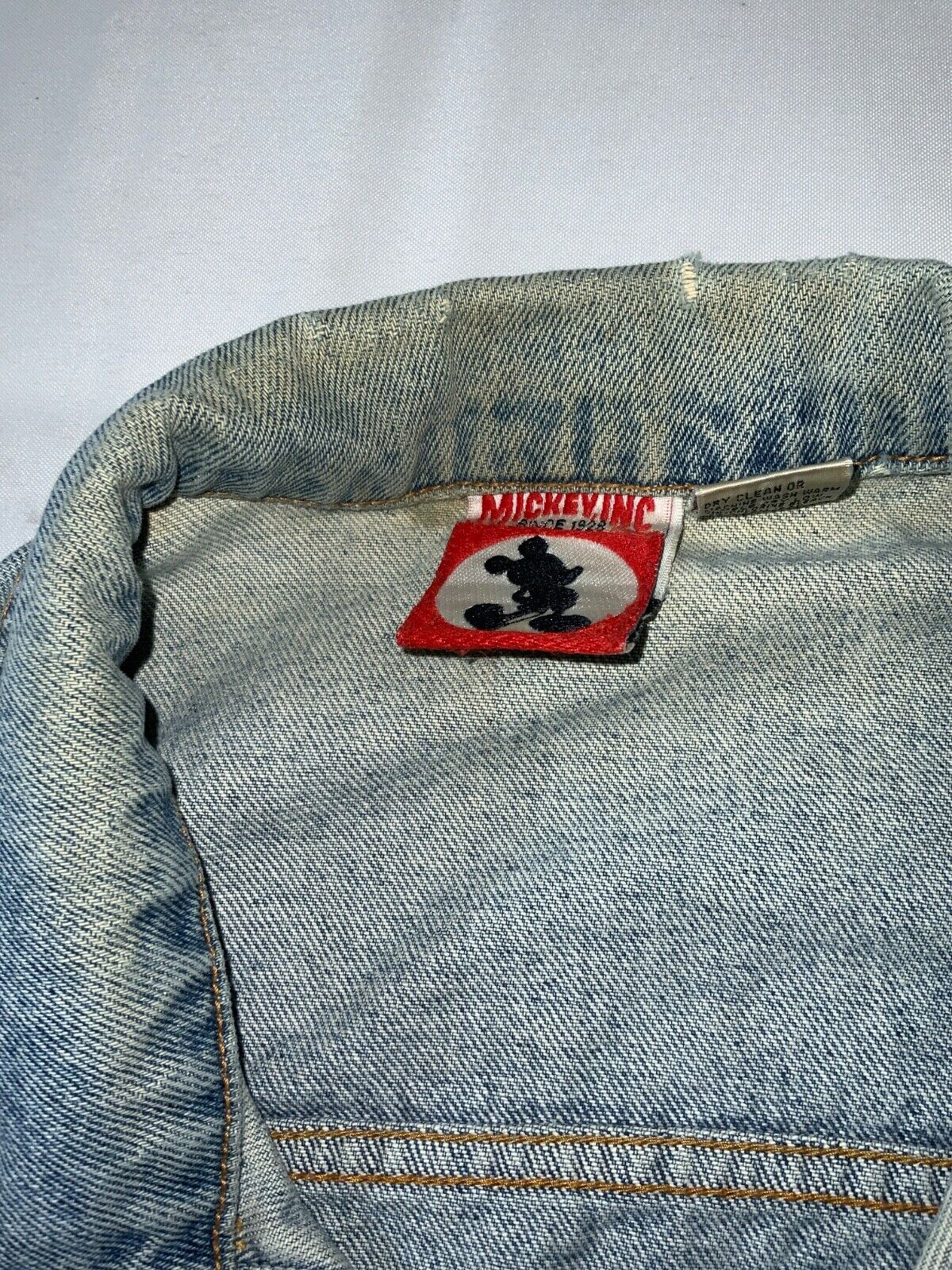 Vintage Mickey Mouse Denim Jean Jacket Large Light Wash Disney 90s