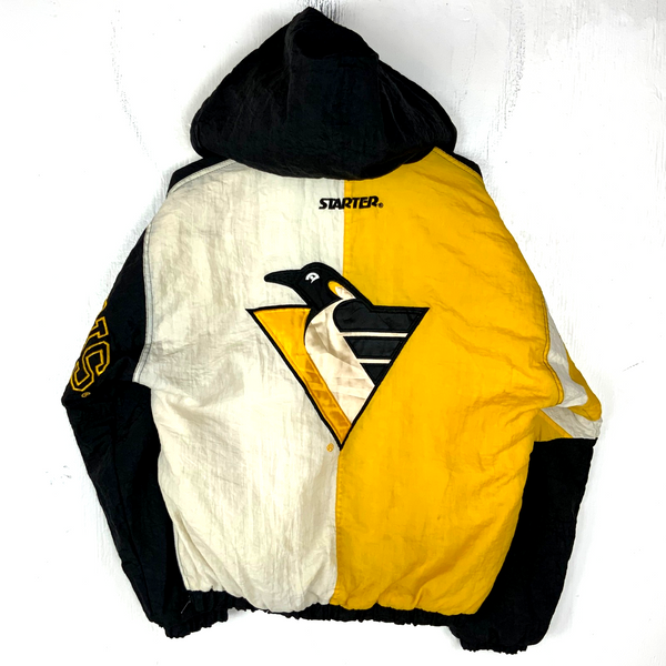 Vintage Pittsburgh Penguin Starter Puffer Jacket Small Black 1/4 Zip Nhl