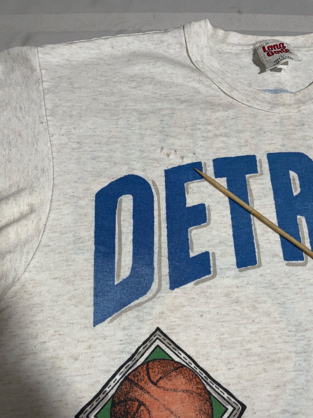 Vintage Detroit Pistons T-Shirt Large Gray 3/4 Sleeve Aop 1991 Nba Long Gone 90s