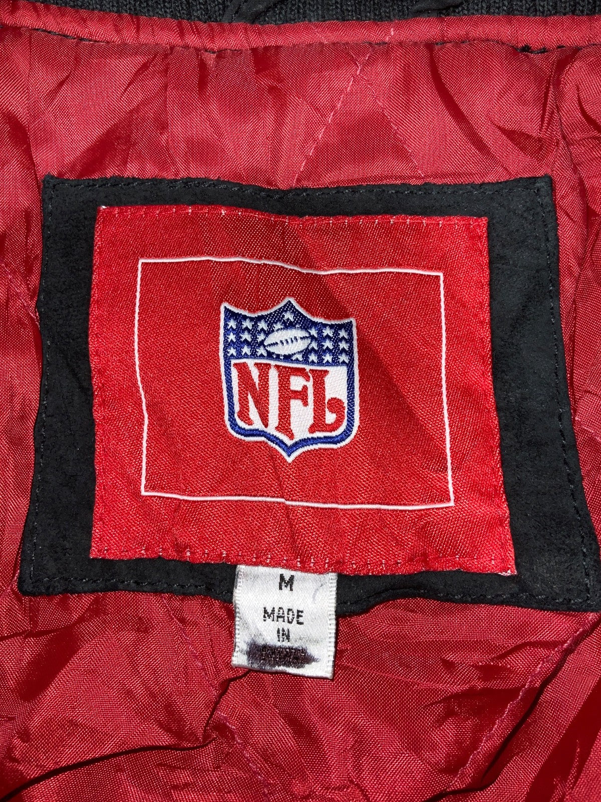 New York Giants Suede Leather Jacket Medium Full Zip Varsity Bomber Nfl