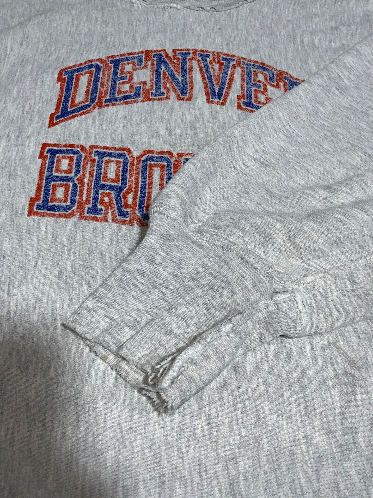 Vintage Denver Broncos Sweatshirt XL Gray Champion Reverse Weave Warmup Nfl 80s