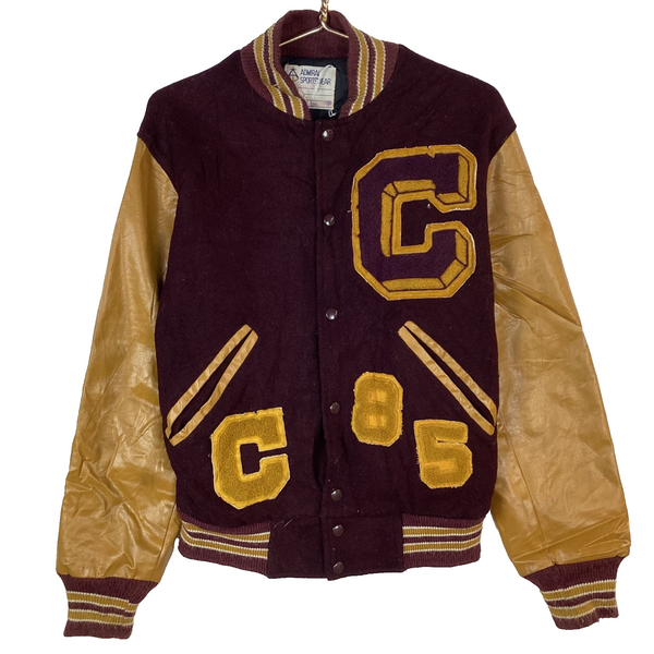 Vintage 1980s Leather Wool Varsity Jacket Small Made Usa Admiral Sportswear