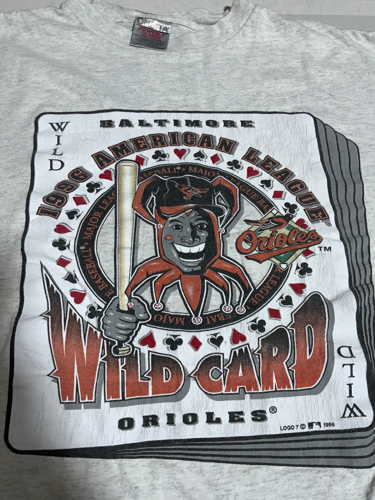 Vintage Baltimore Orioles T-Shirt XL Gray Mlb 1996 American League Wild Card 90s