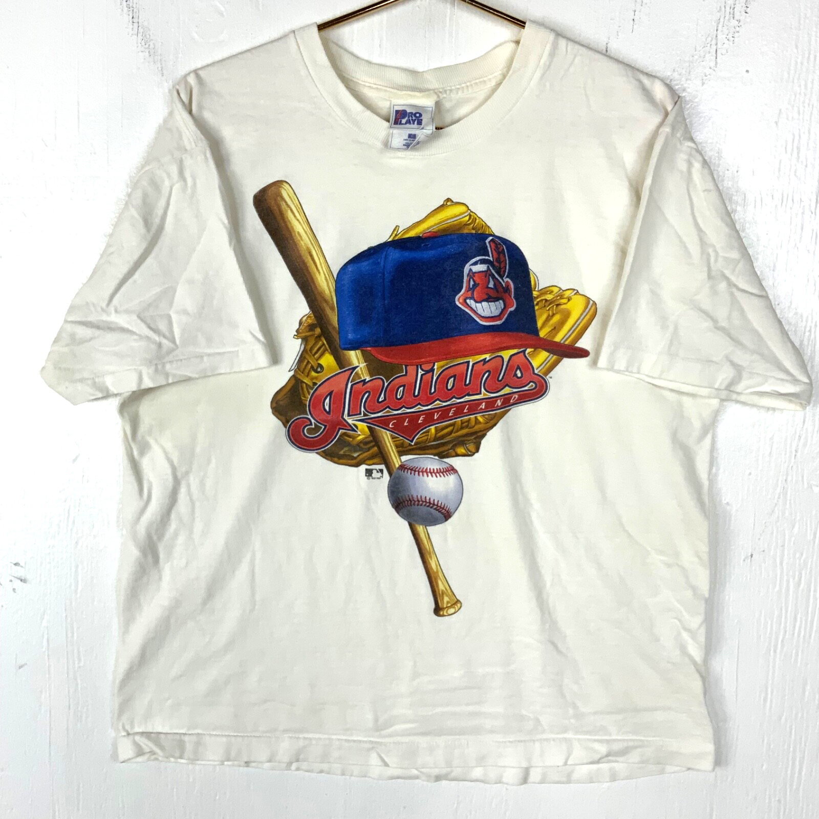 Vintage Cleveland Indians Pro Player T-shirt Large Single Stitch 1995 Mlb 1990s