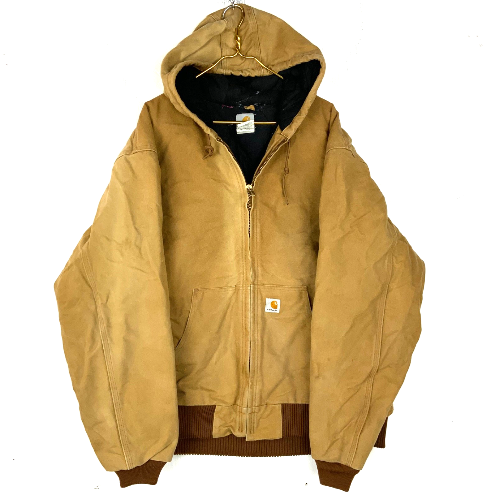 Vintage Carhartt Jacket 2XL Tall Brown Hooded Full Zip Work Wear J140 BRN 90s