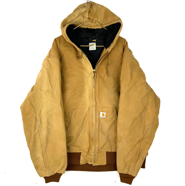 Vintage Carhartt Jacket 2XL Tall Brown Hooded Full Zip Work Wear J140 BRN 90s