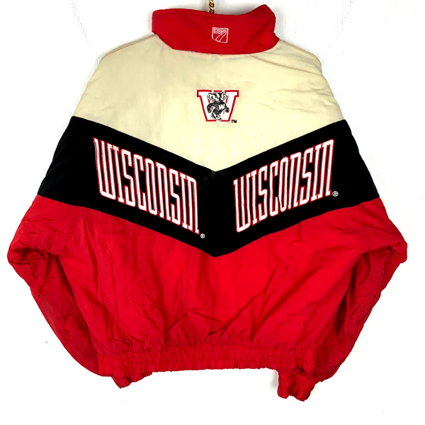 Vintage Wisconsin Badgers Logo 7 Puffer Jacket XL Red Ncaa Full Zip 90s