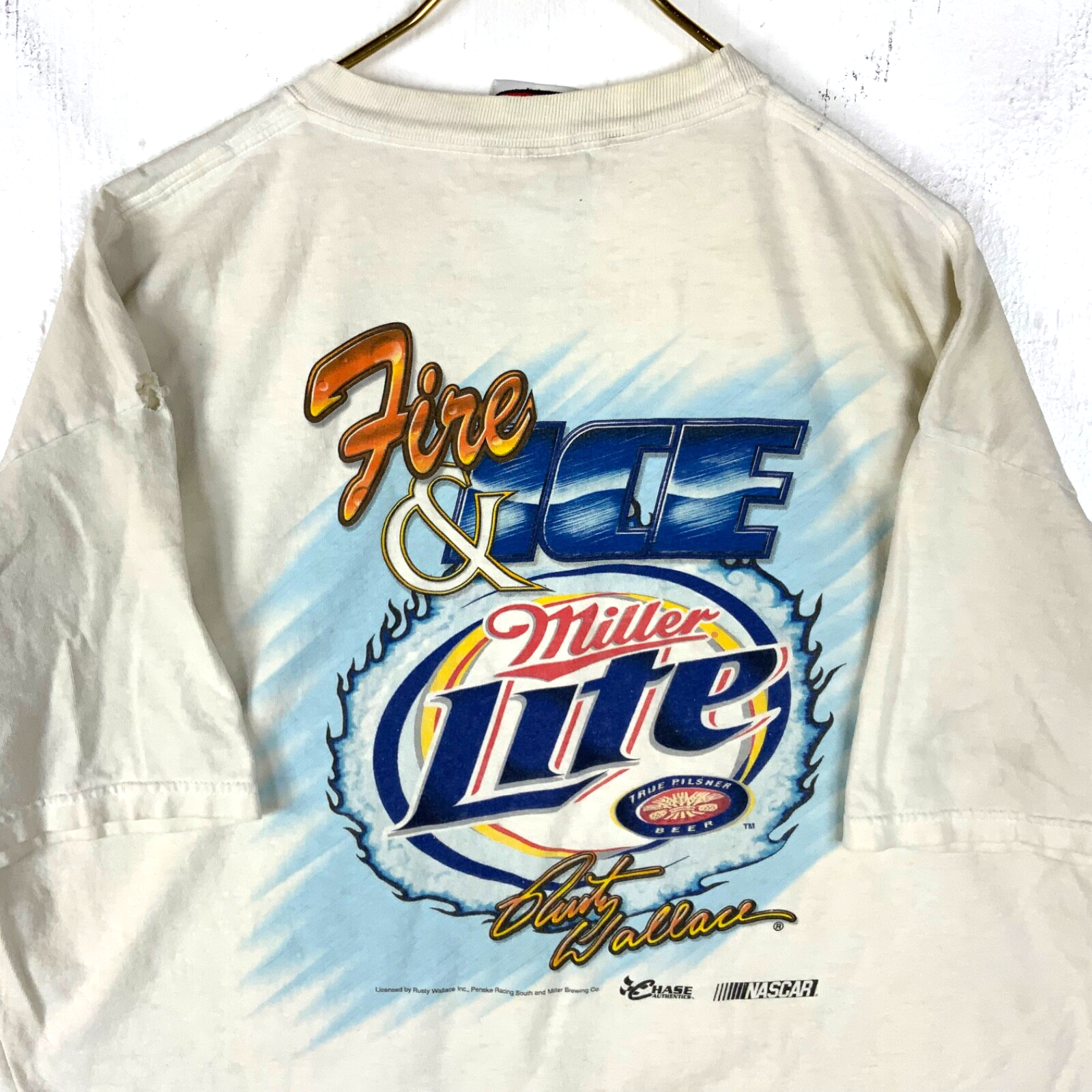Vintage Nascar Racing Chase T-shirt Large Double Sided Fire & Ice Rusty Wallace