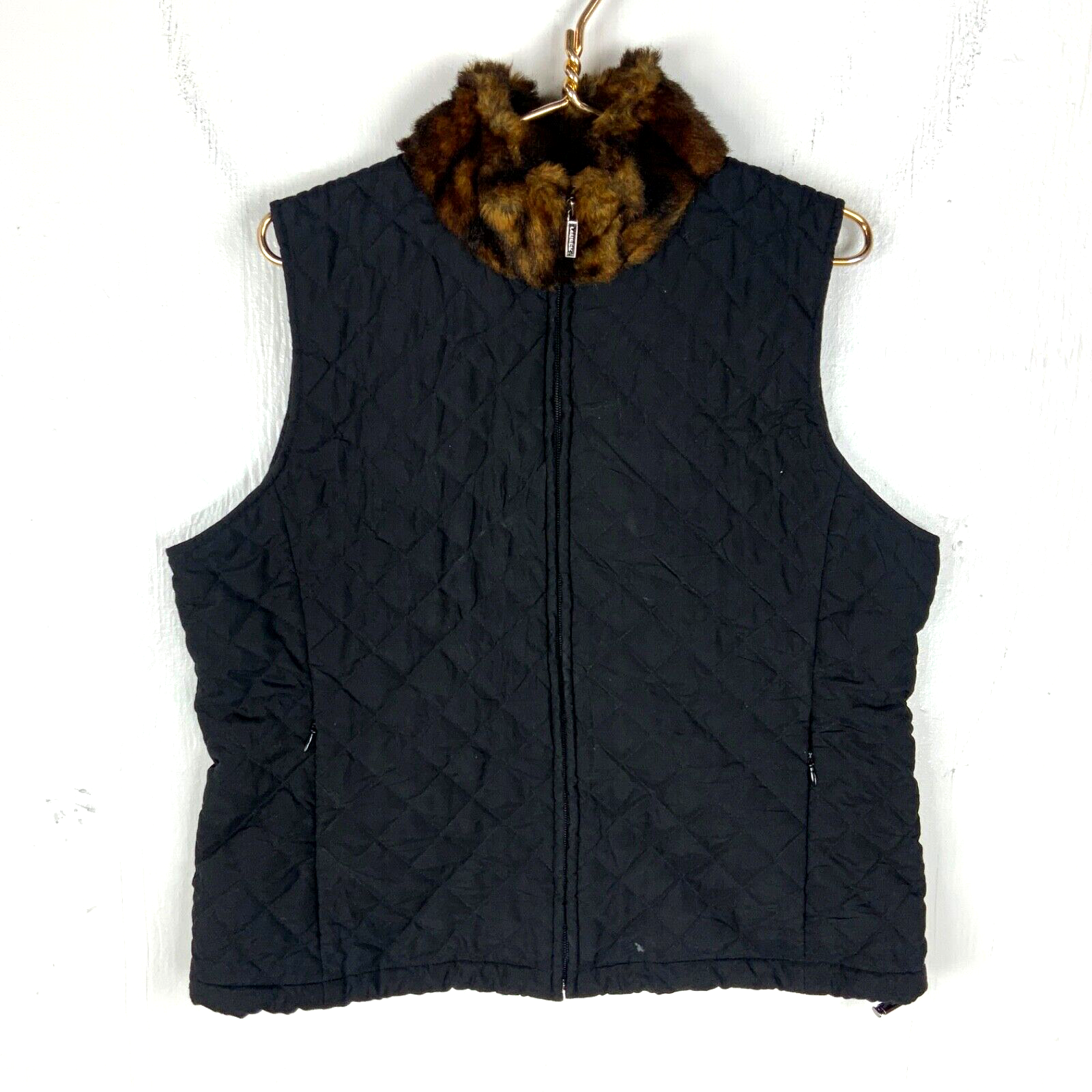Lauren Ralph Lauren Women's Quilted Vest Large Black Full Zip