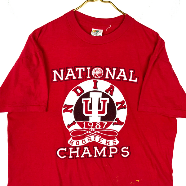 Vintage Indiana Hoosiers T-Shirt Large Made Usa Ncaa Basketball 1987 Champs 80s