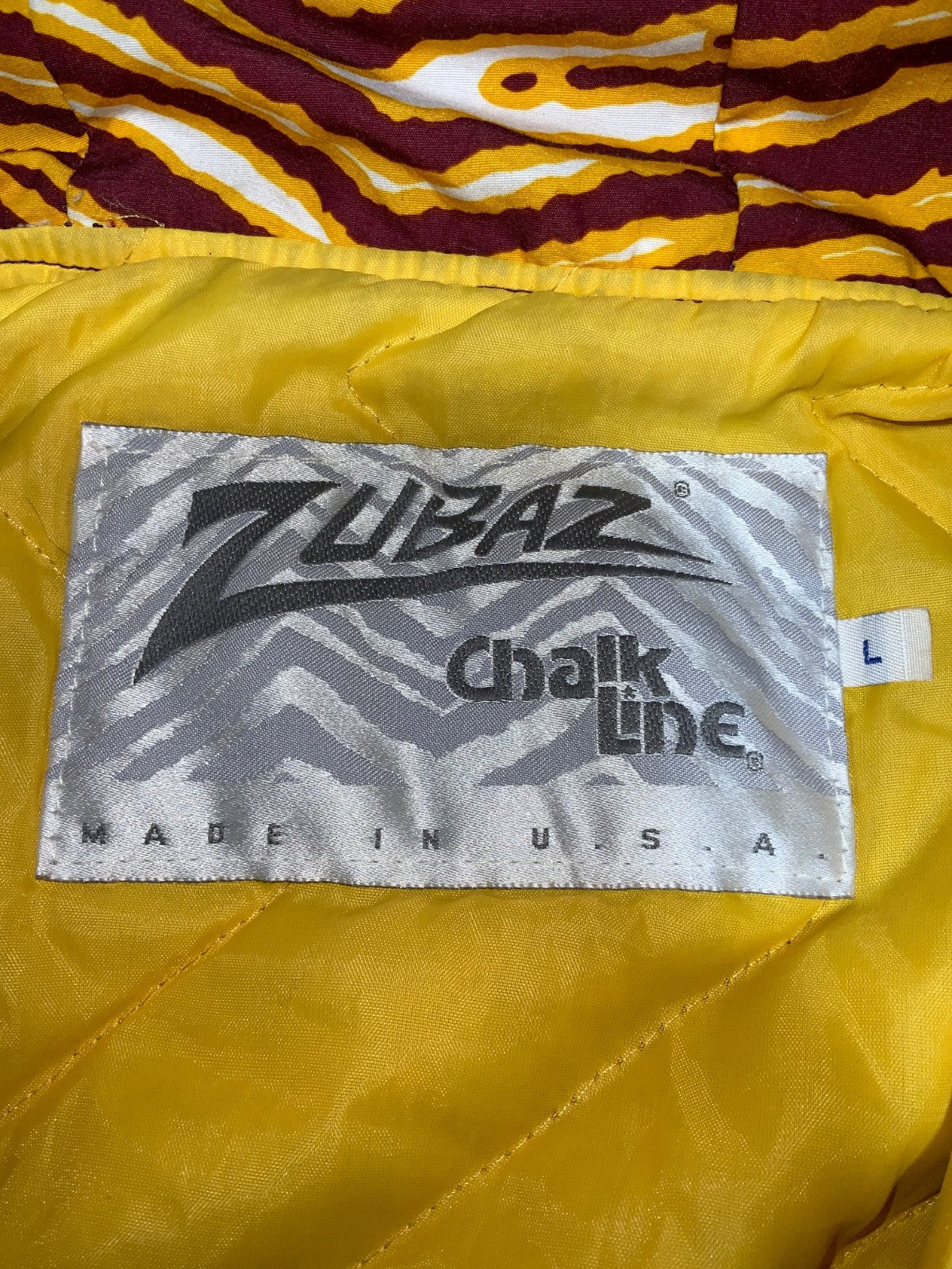 Vintage Washington Redskins Jacket Large Full Zip Puffer Nfl Zubaz Chalk Line