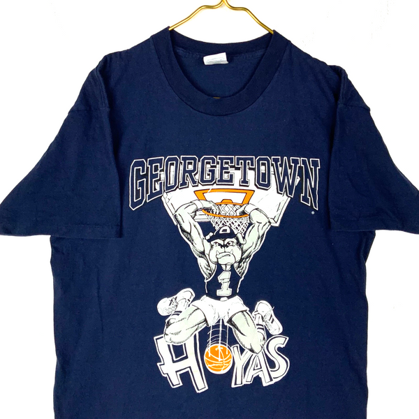 Vintage Georgetown Hoyas T-Shirt Large Blue Single Stitch Ncaa Basketball 90s