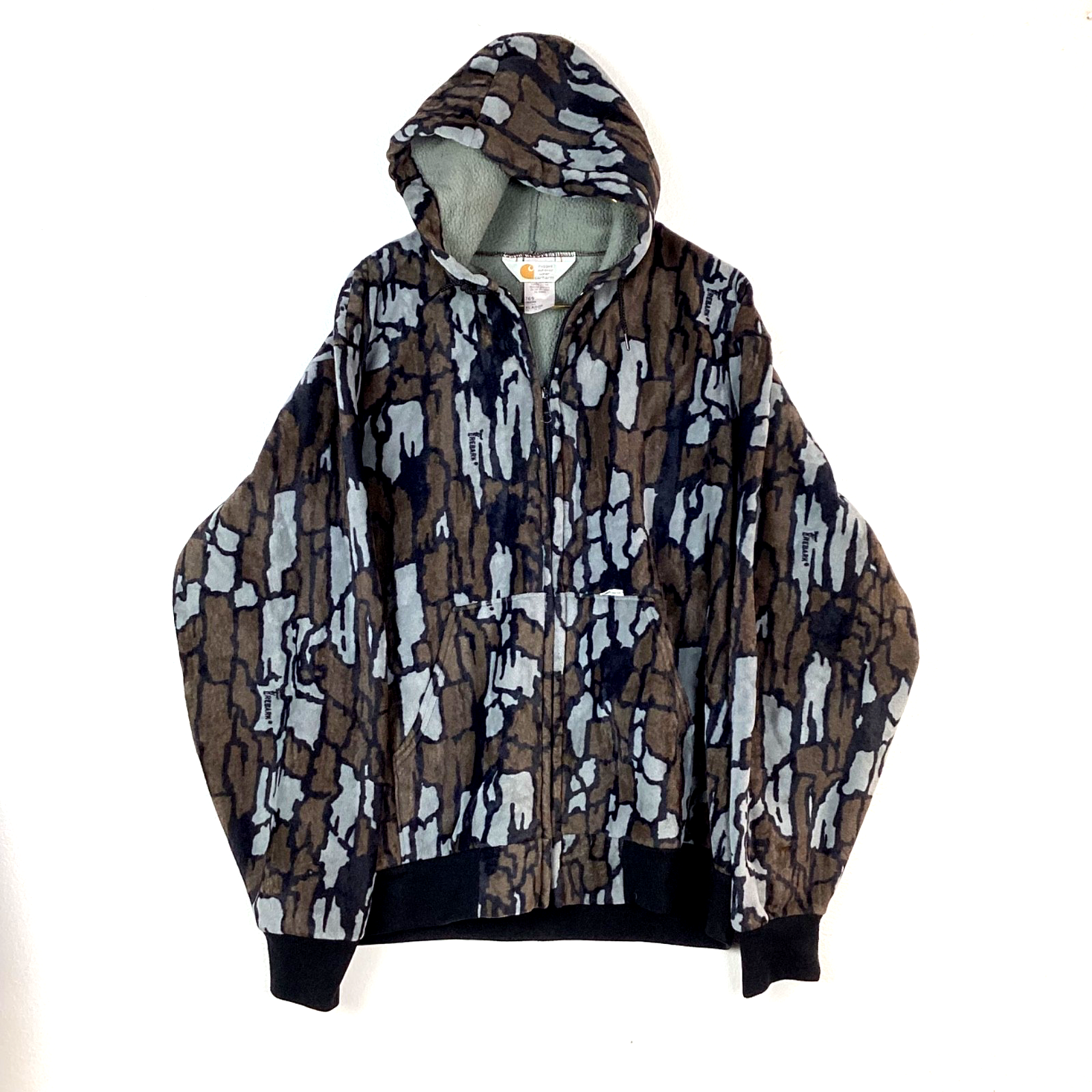 Vintage Carhartt Trebark 769 Sweatshirt Hoodie XL Camouflage Usa Velvet 80s