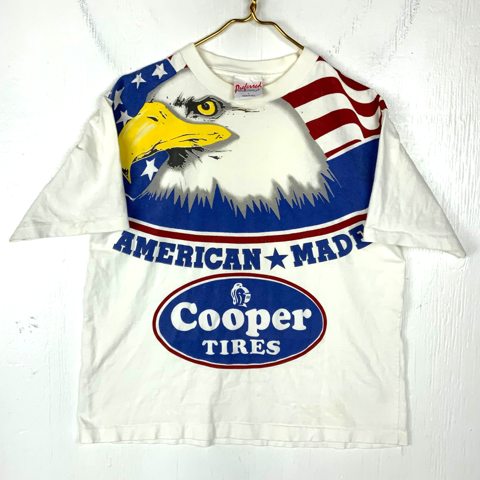 Vintage Cooper Tires T-Shirt Large Usa Eagle Single Stitch American Made 90s