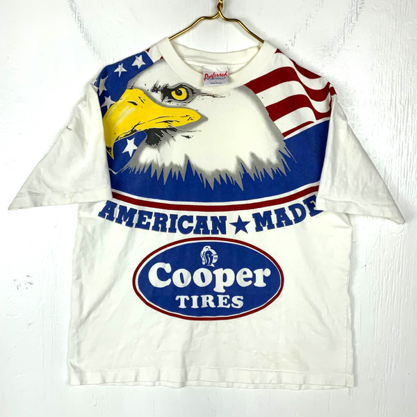 Vintage Cooper Tires T-Shirt Large Usa Eagle Single Stitch American Made 90s