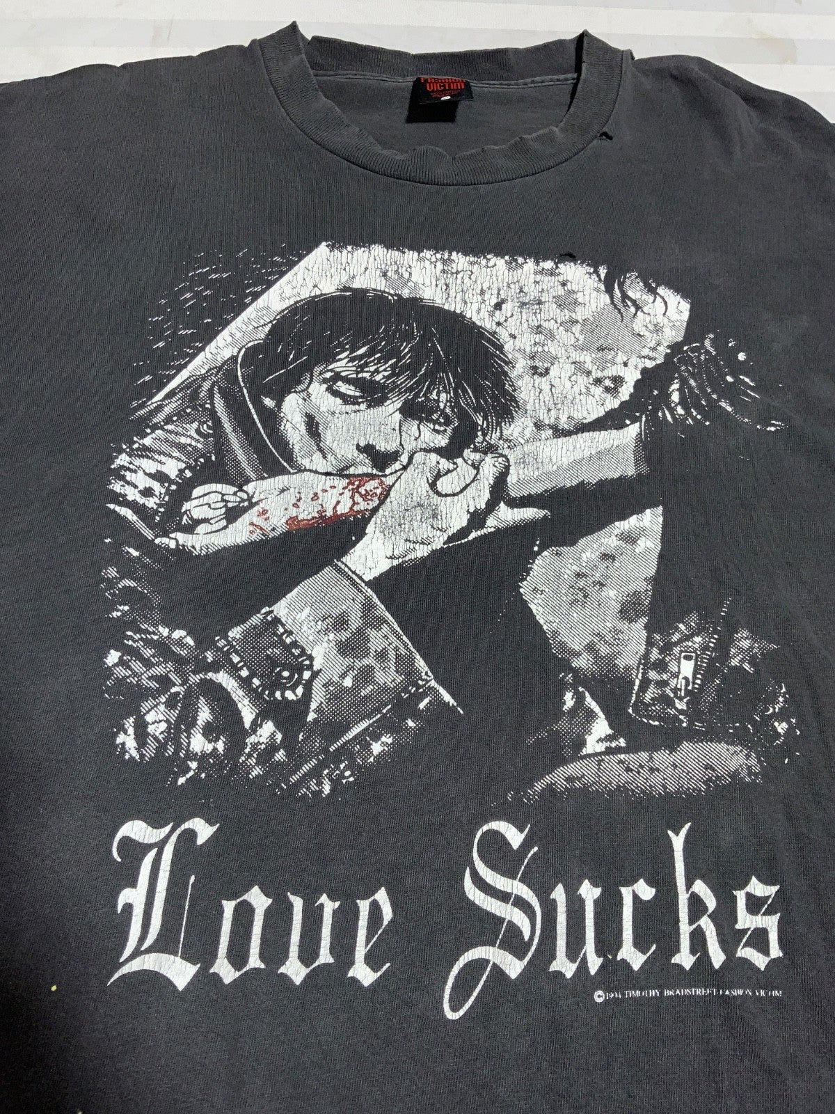 Vintage Fashion Victim T-Shirt XL Single Stitch 1994 Love Sucks Tim Bradstreet