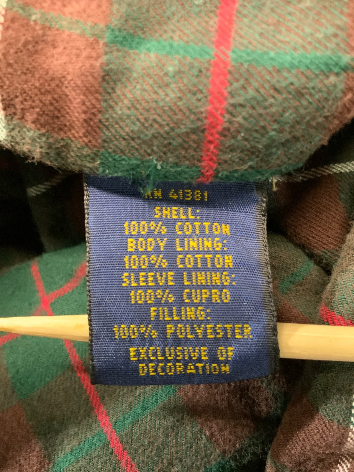 Polo Ralph Lauren Harrington Jacket XL Brown Full Zip Plaid Lined