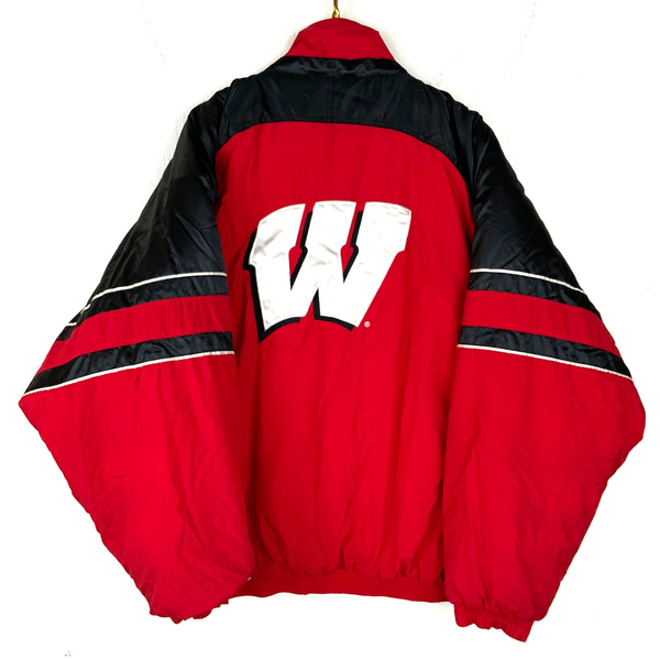 Vintage Wisconsin Badgers Starter Jacket XL Red Puffer Bomber Full Zip Ncaa