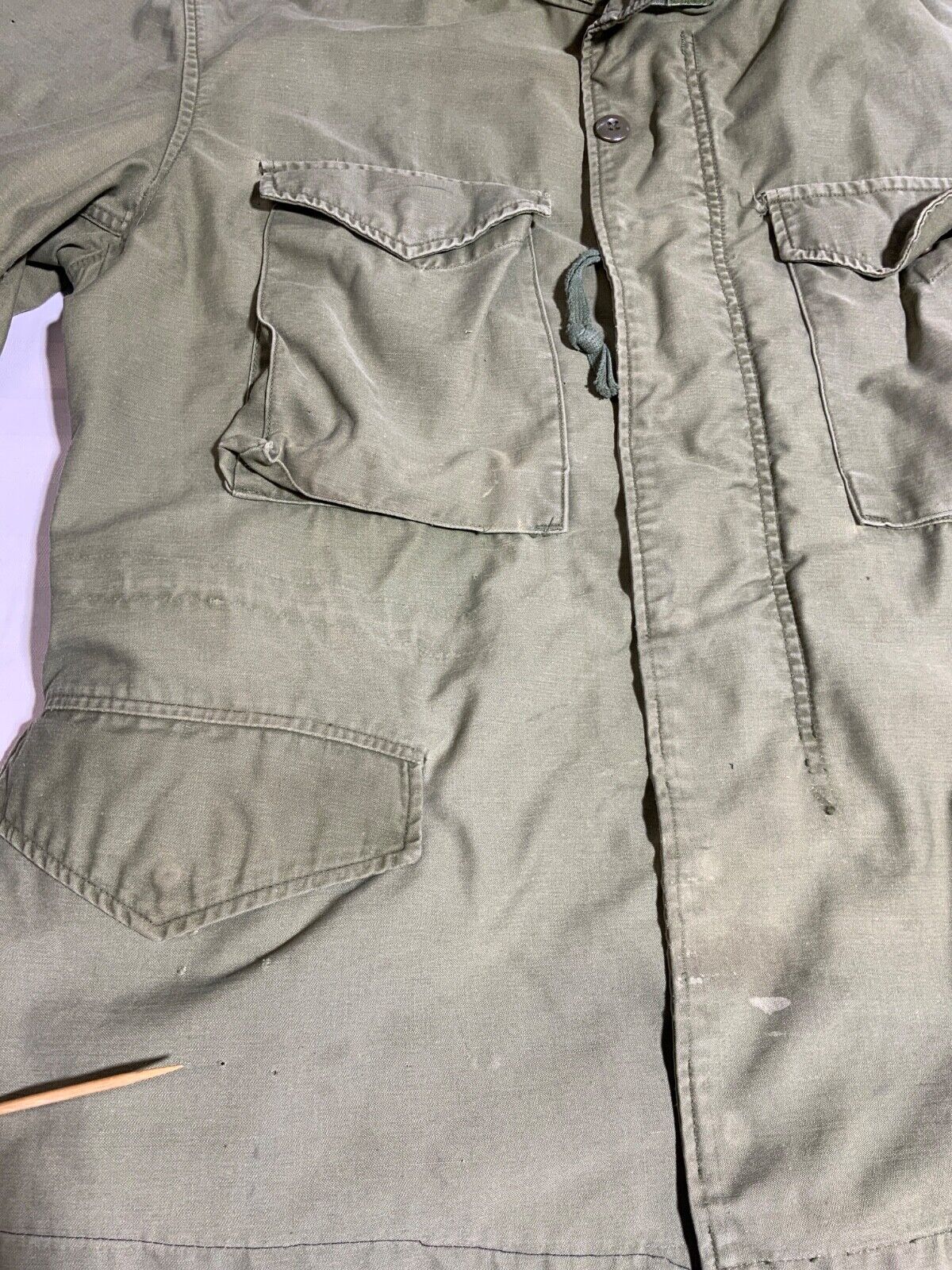 Vintage Military Og-107 Jacket Medium Green Full Zip Distressed Vietnam Era 60s