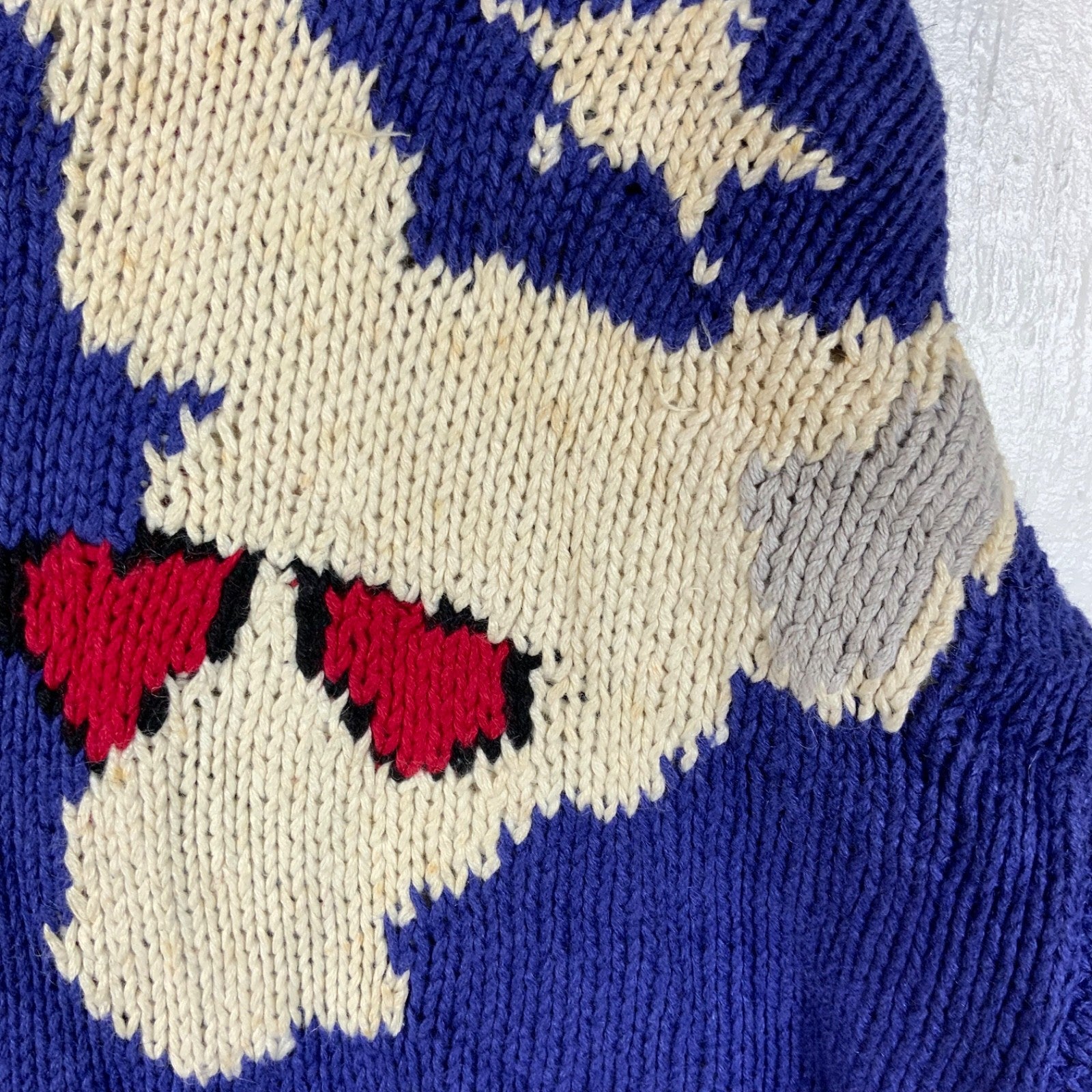 Vintage 1990s Grandpa Hand Knit Sweater Medium White Cardigan Election