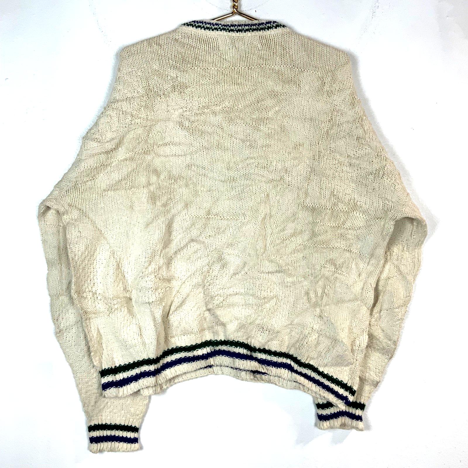 Vintage 1990s Knit Sweater XL White Crewneck Embroidered Duck Made Usa
