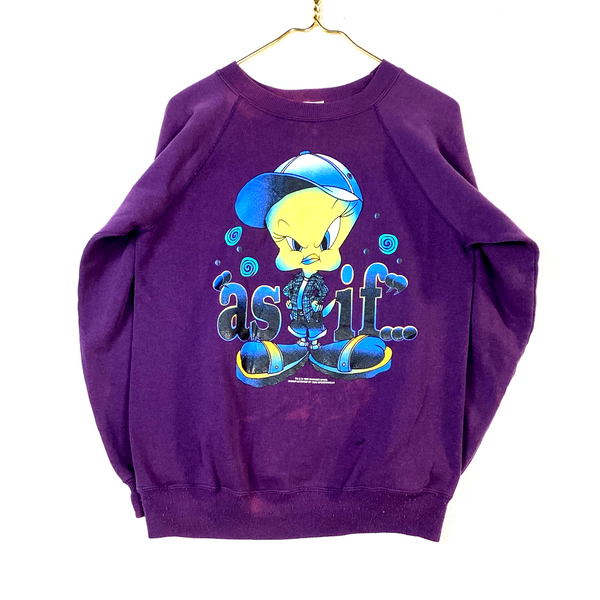 Vintage Looney Tunes Tweety Bird As If Sweatshirt Crewneck Size Medium Purple