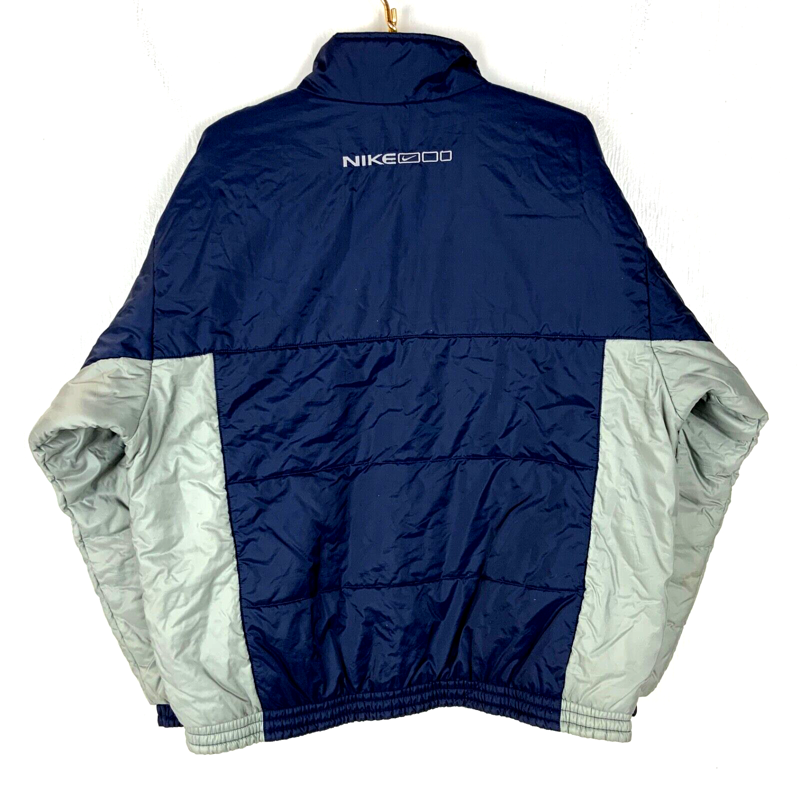 Vintage Nike Puffer Jacket Large Blue Reversible 90s