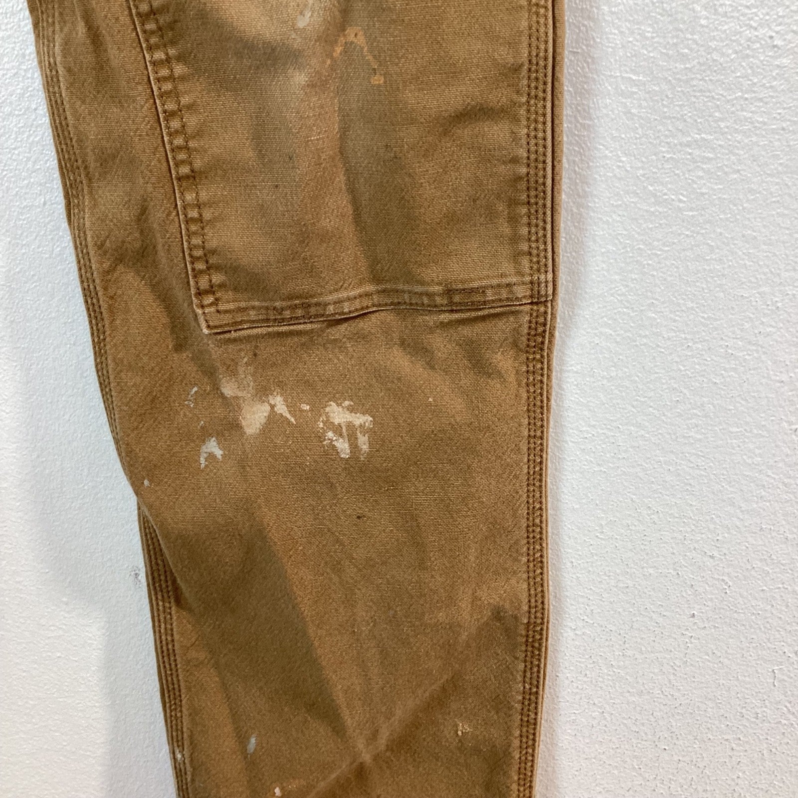 Carhartt Double Knee Dungaree Canvas Workwear Pants Size 32x36 Brown