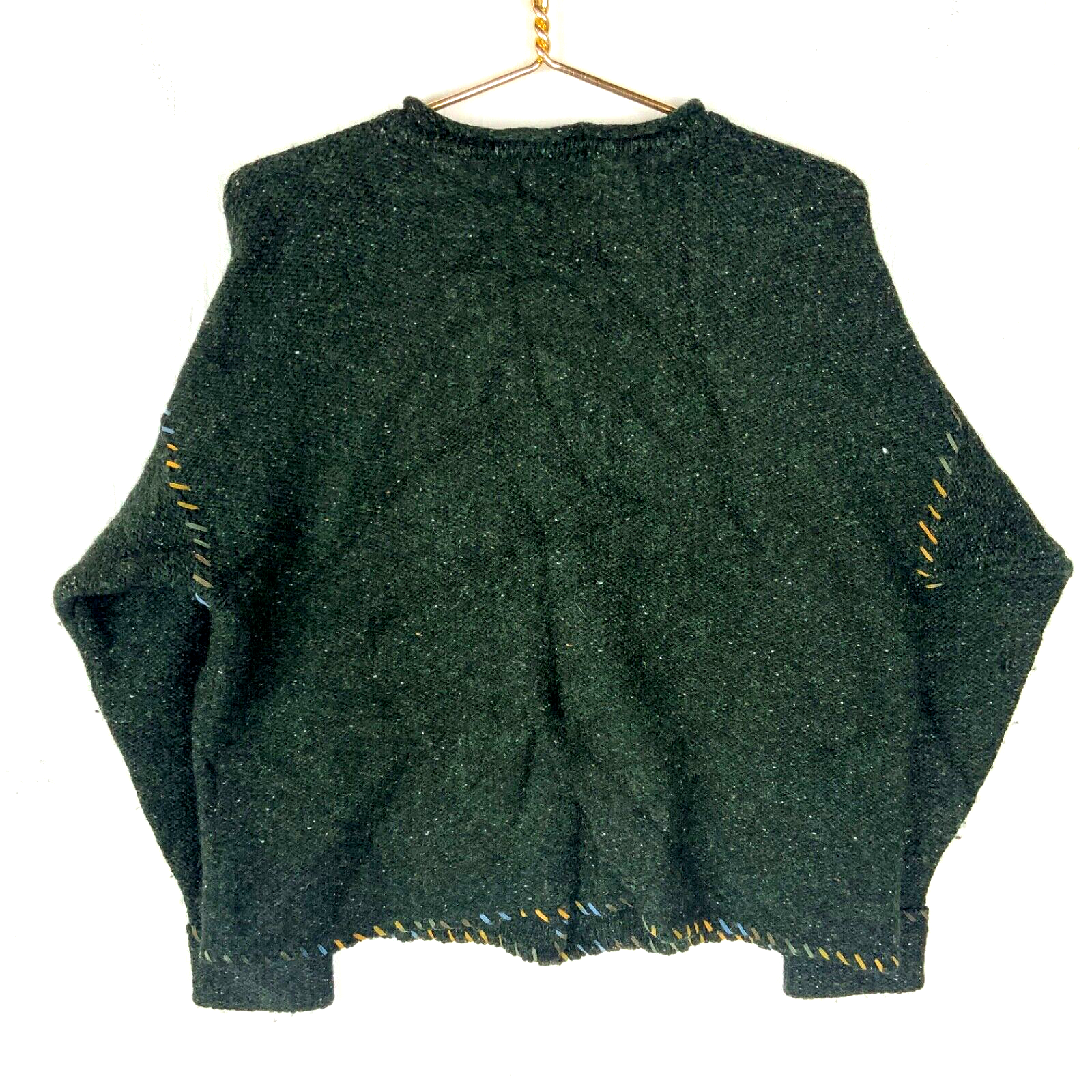 Vintage Woolrich Knit Wool Cardigan Sweater Women’s Medium Green Crewneck 90s