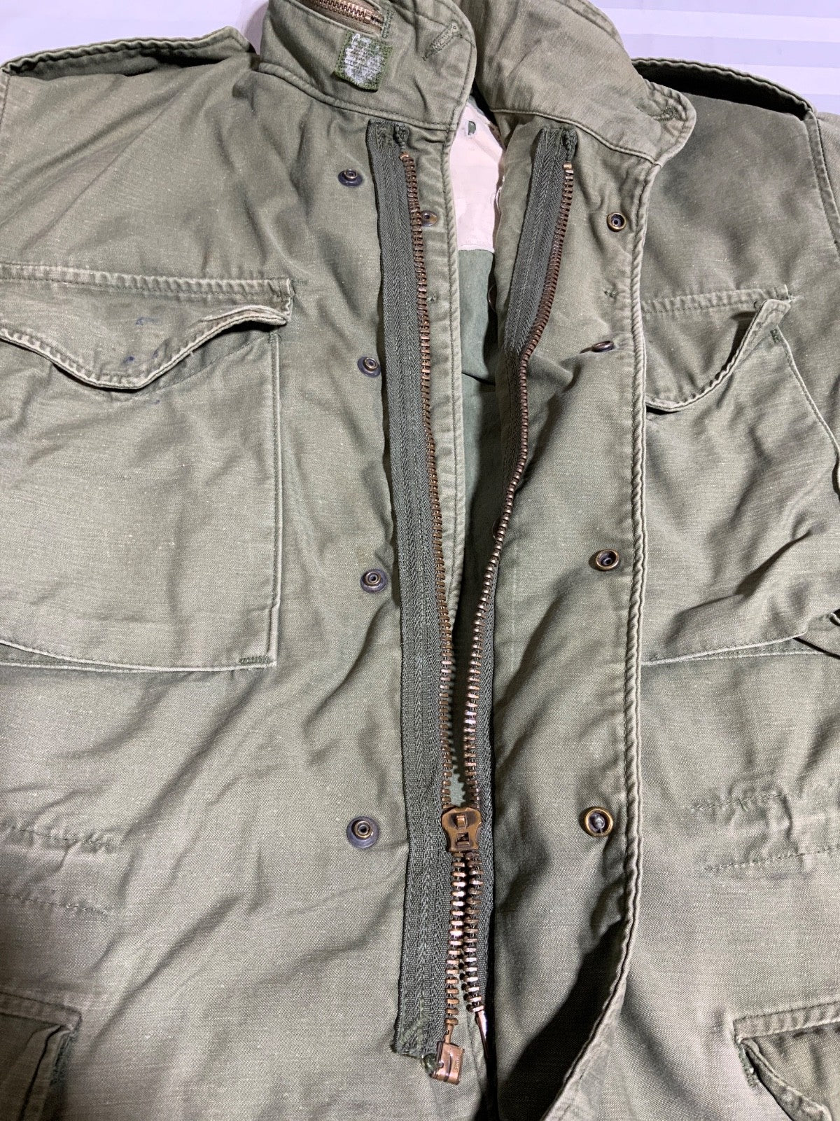 Vintage Us Army Og-107 Jacket Size Small Green Snap Button Vietnam Era 60s 70s