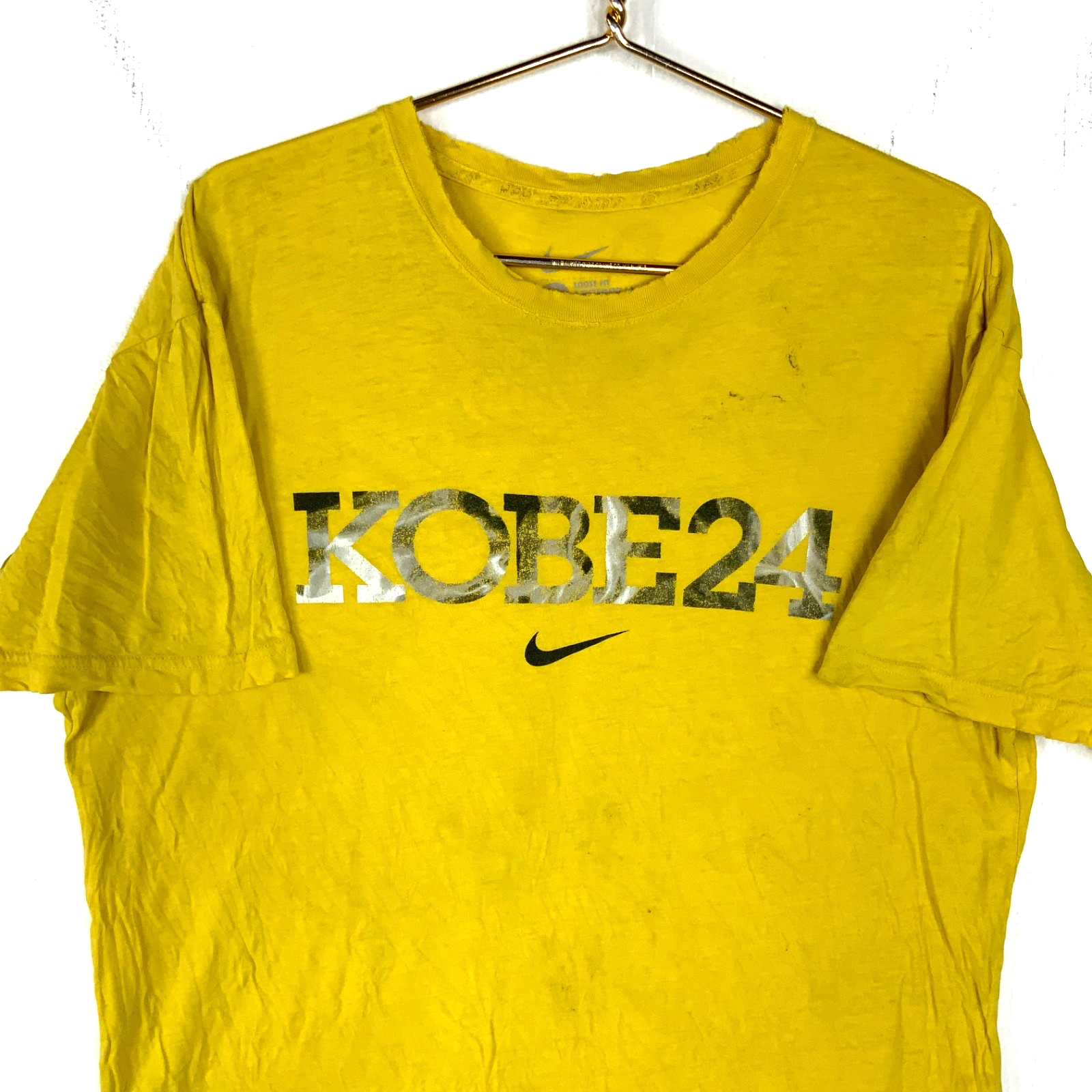 Vintage Nike Kobe Bryant T-shirt Large Yellow Double Sided Loose Fit Nba Mamba