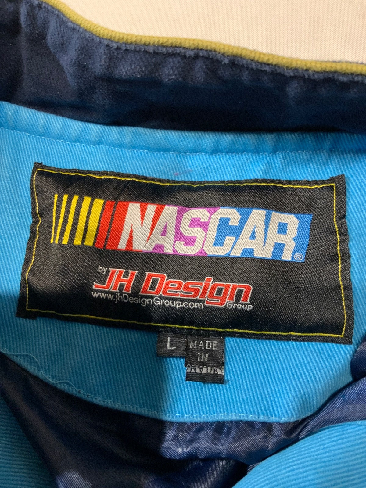Kevin Harvick Nascar Jacket Snap Button Large Blue Jeff Hamilton Design Busch