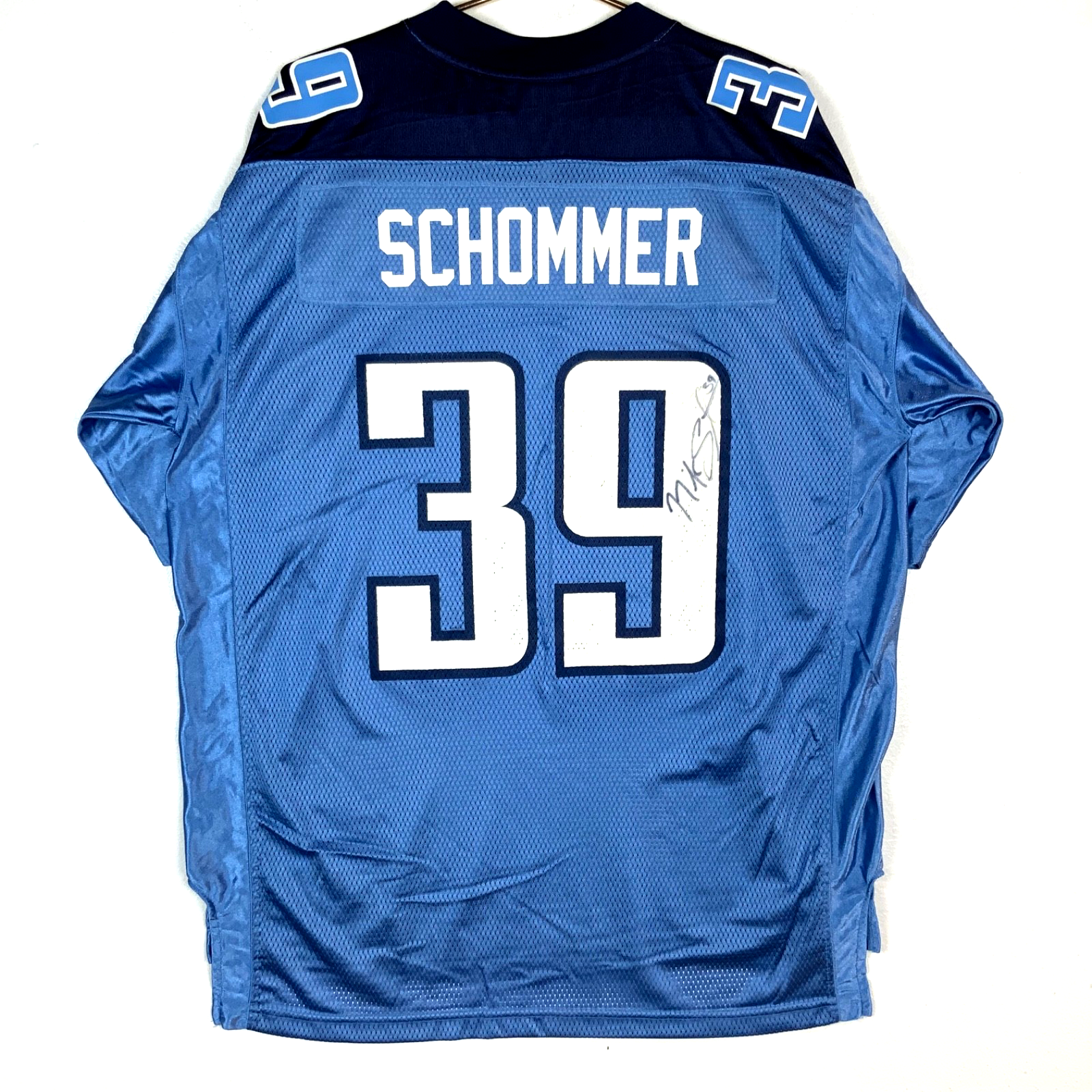 Tennessee Titans Jersey XL Reebok Nick Schommer Blue Nf Autographed