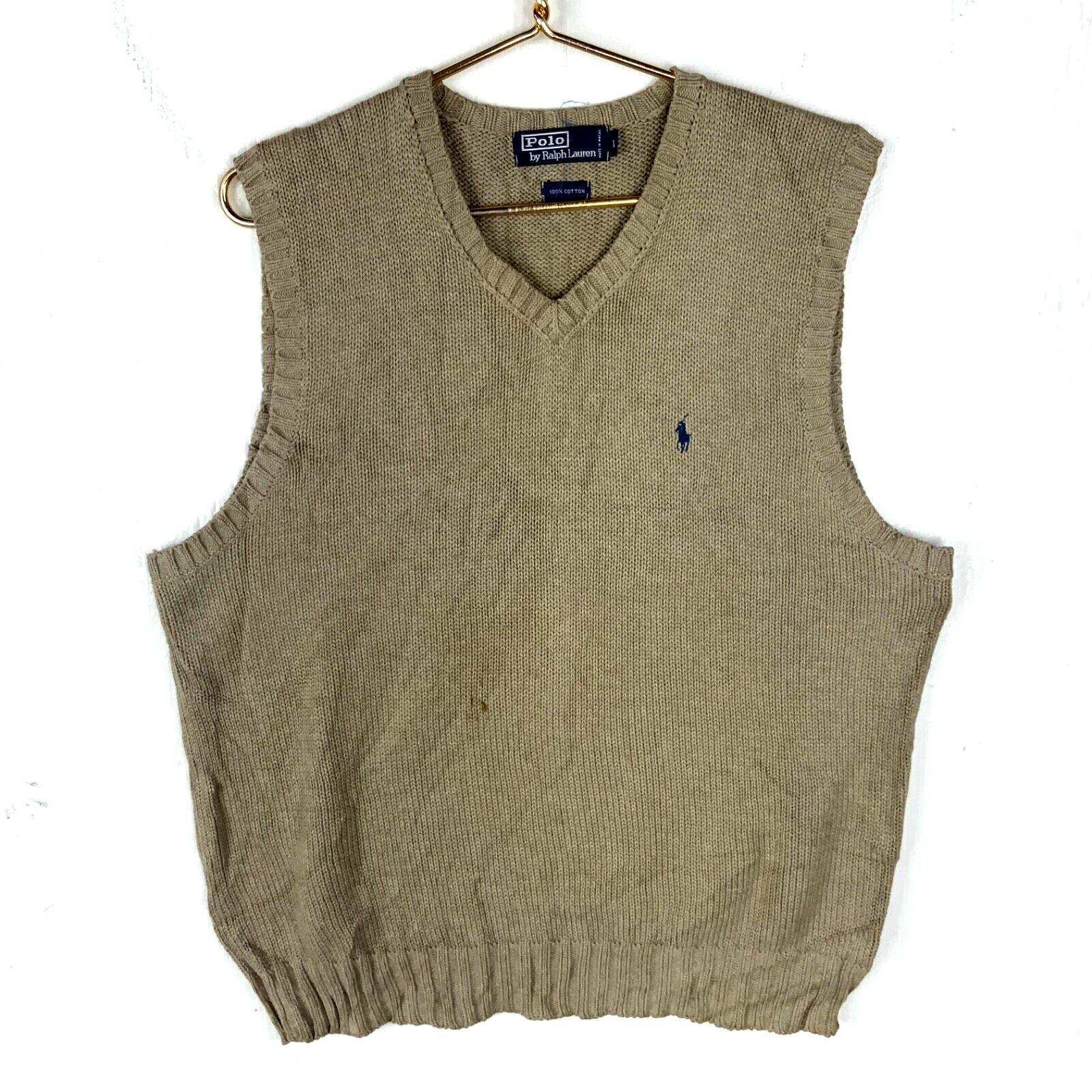 Vintage Polo Ralph Lauren Knit Sweater Vest Large Brown V-neck 90s