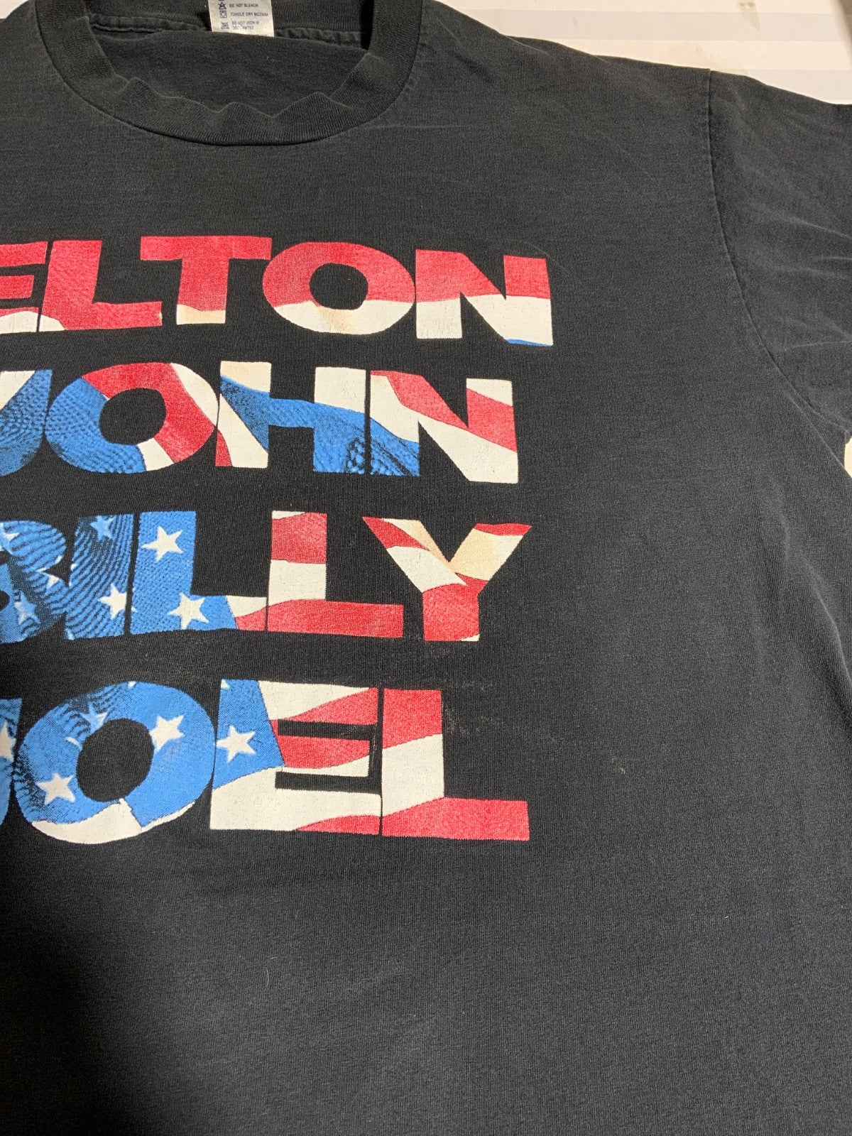 Vintage Elton John & Billy Joel T-Shirt XL Gem Single Stitch Usa Music Tour 90s