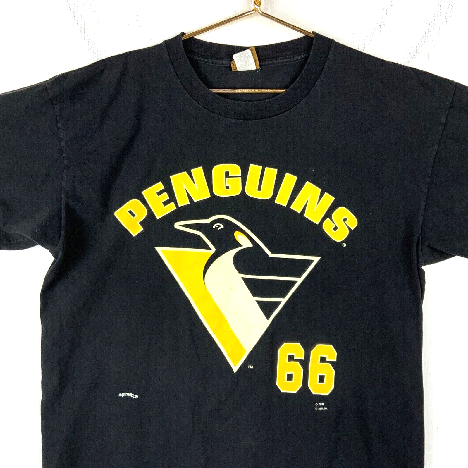 Vintage Pittsburgh Penguins Nutmeg T-shirt XL Made In Usa Nhl Mario Lemieux 90s