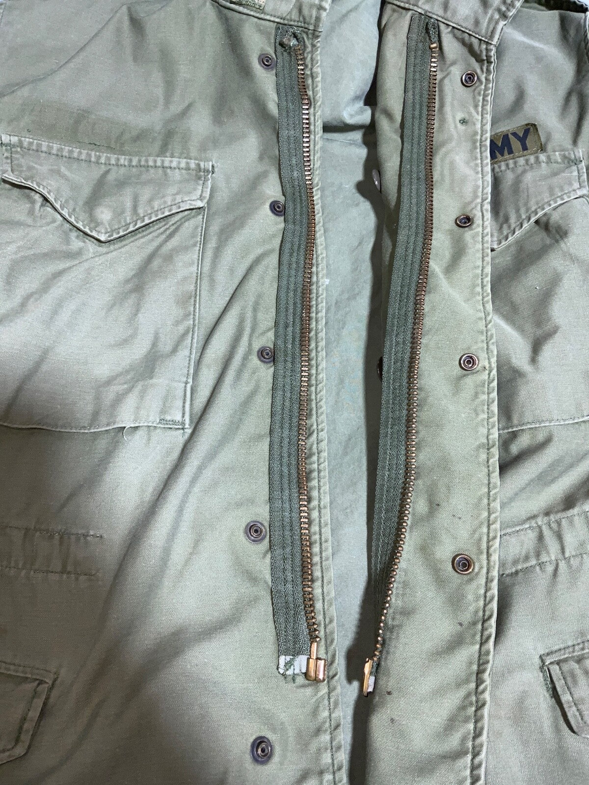 Vintage Us Army Cold Weather Jacket Small Green Snap Button Vietnam Era 1974
