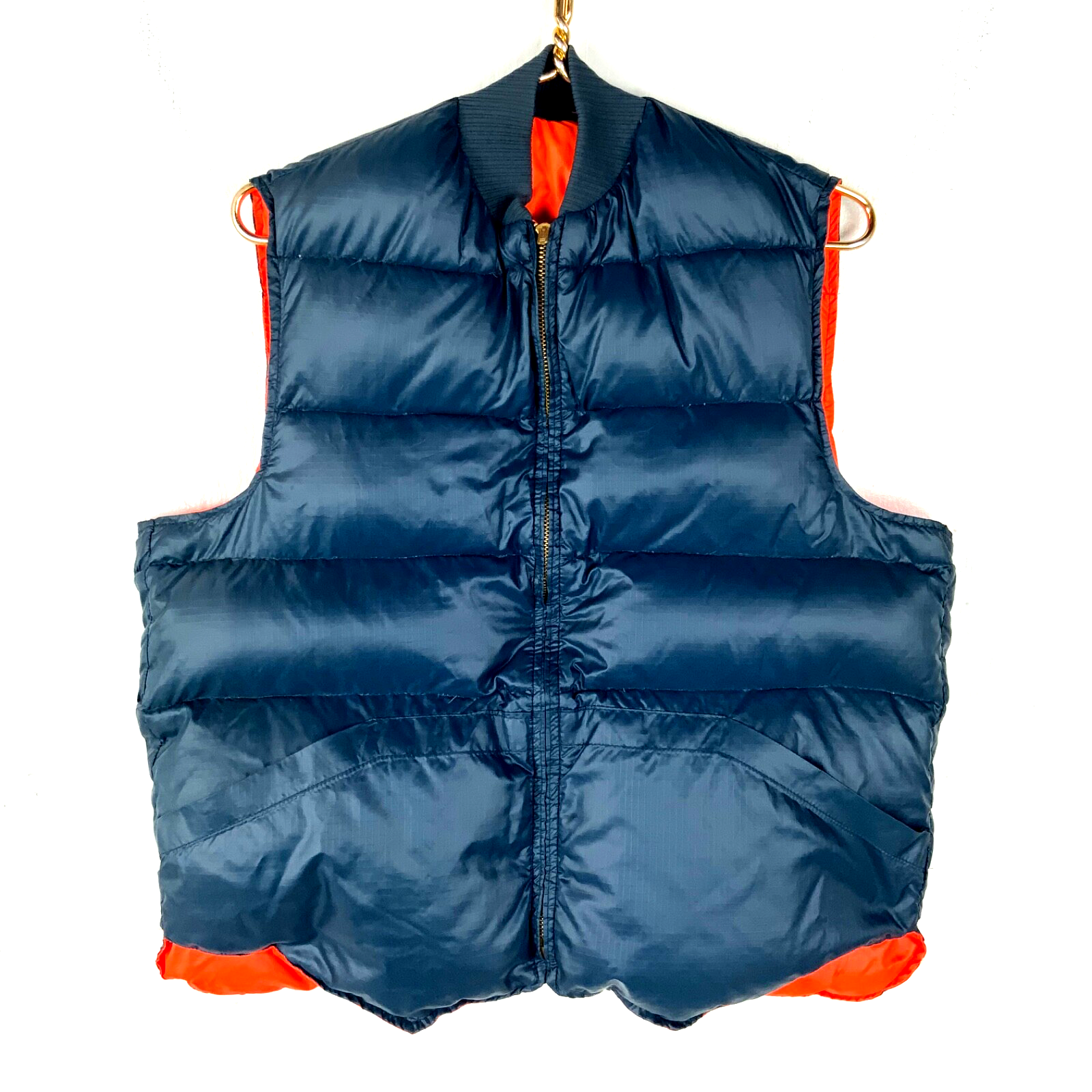 Vintage 1980s Down Puffer Vest Size Medium Blue Full Zip Reversible