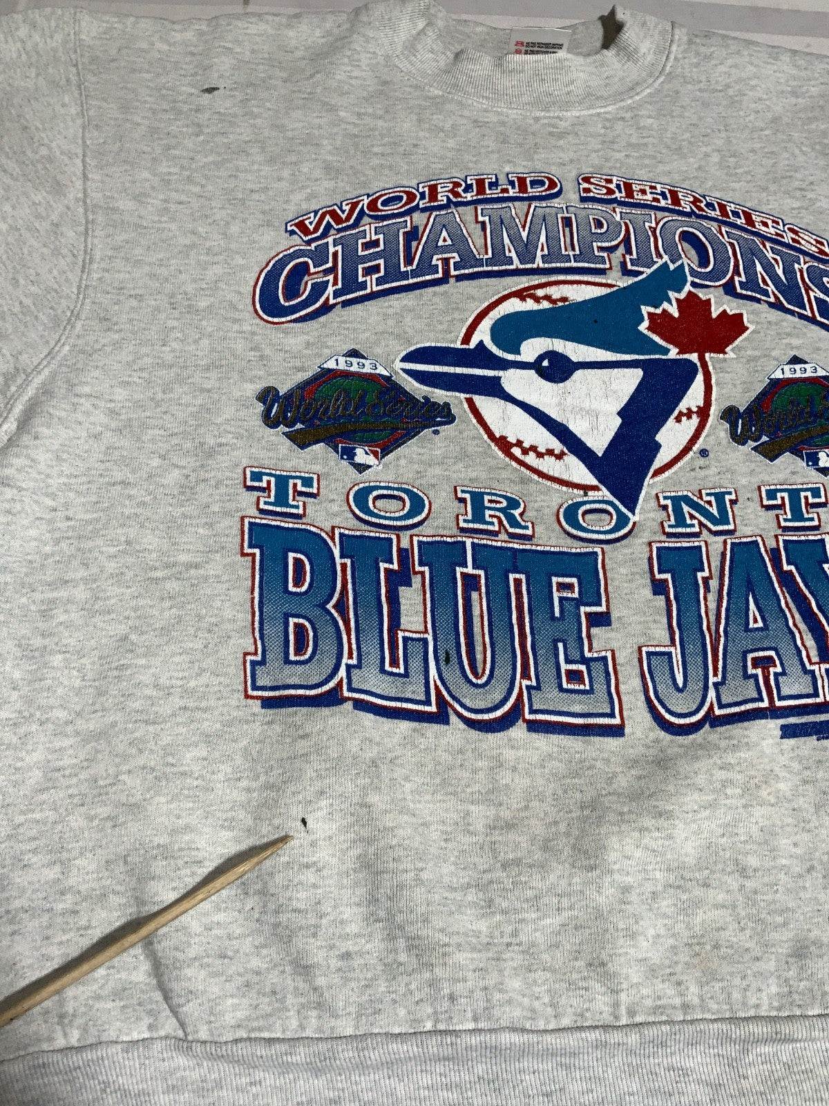 Vintage Toronto Blue Jays Sweatshirt Medium Gray Made Canada 1993 Mlb Champs 90s