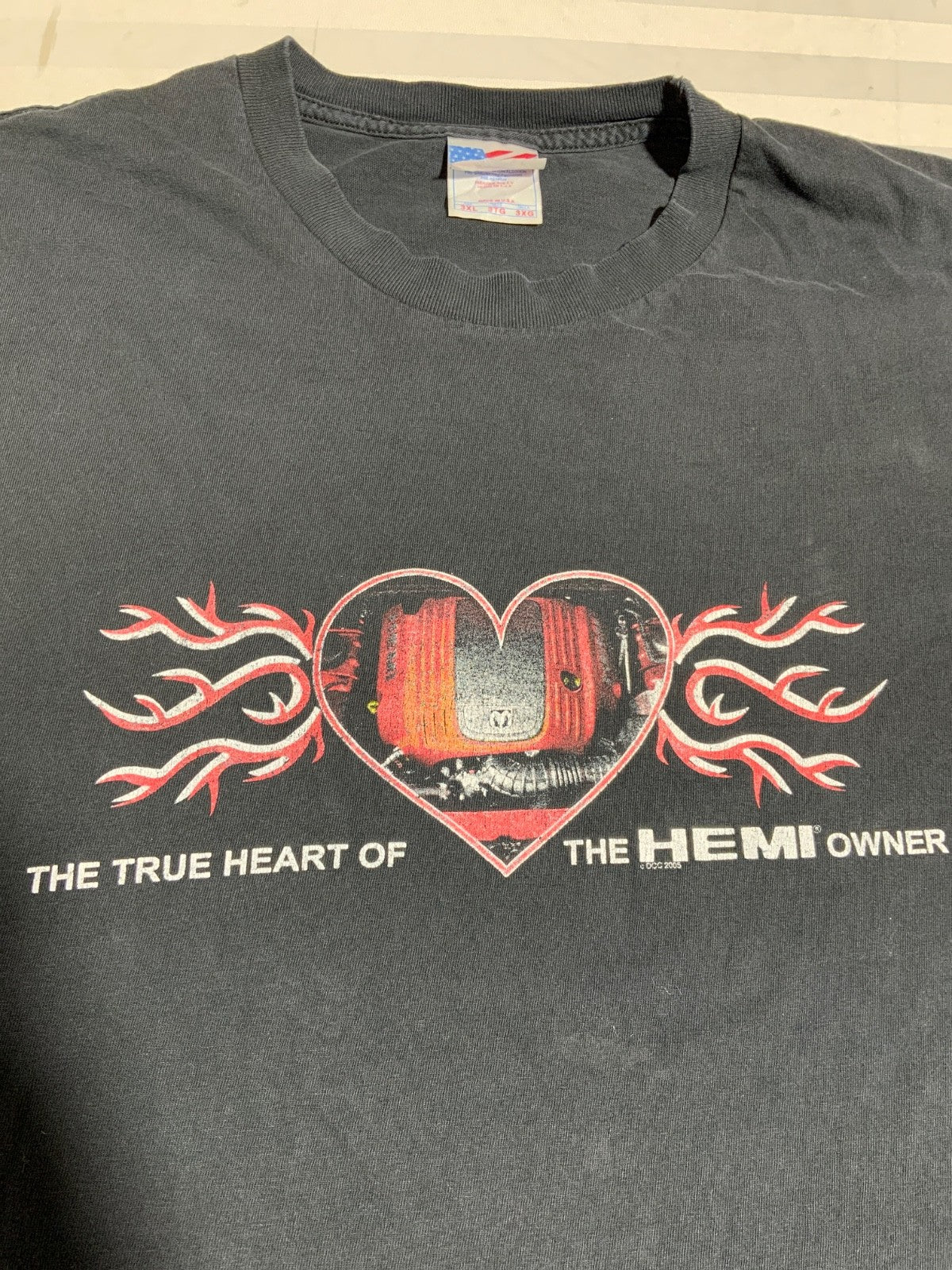 Vintage Chrysler Engine T-Shirt 3XL Black 2005 The True Heart Of The Hemi Owner