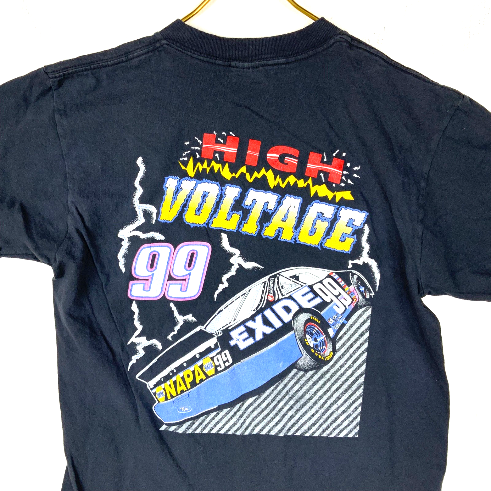 Vintage Nascar T-Shirt XL Jeff Burton 1996 Racing Double Sided Lightning 90s