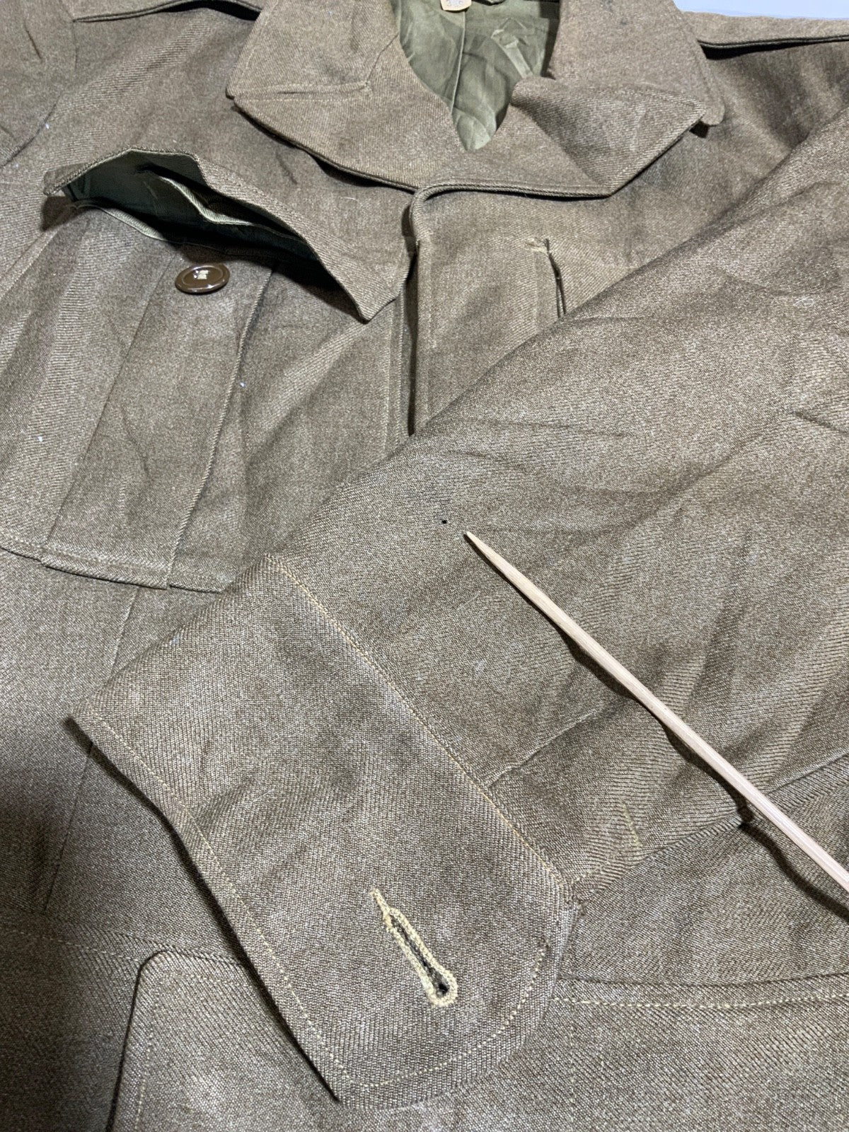 Vintage Us Army Wool Jacket Size 38s Brown Button Up Vietnam Era Ww2 1948