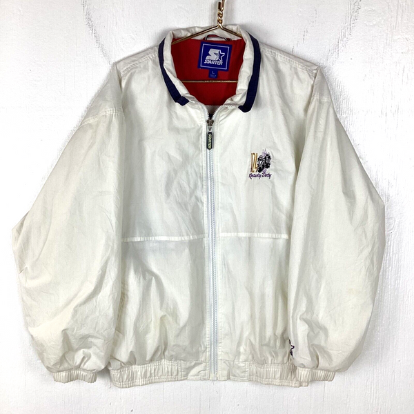 Vintage Starter Kentucky Derby Windbreaker Jacket Size Large White Full Zip