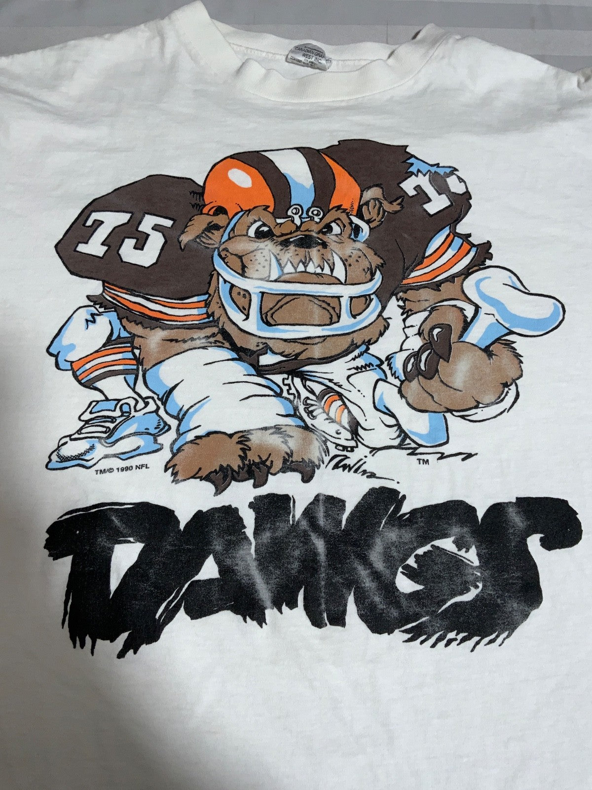Vintage Chicago Bears T-Shirt Medium White Single Stitch 1990 Nfl Football Dawgs