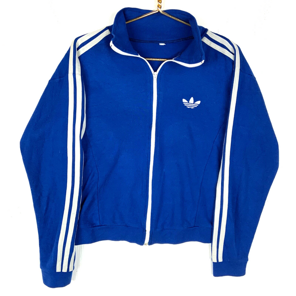 Vintage Adidas 1980s Track Jacket Size Small Blue Full Zip Trefoil