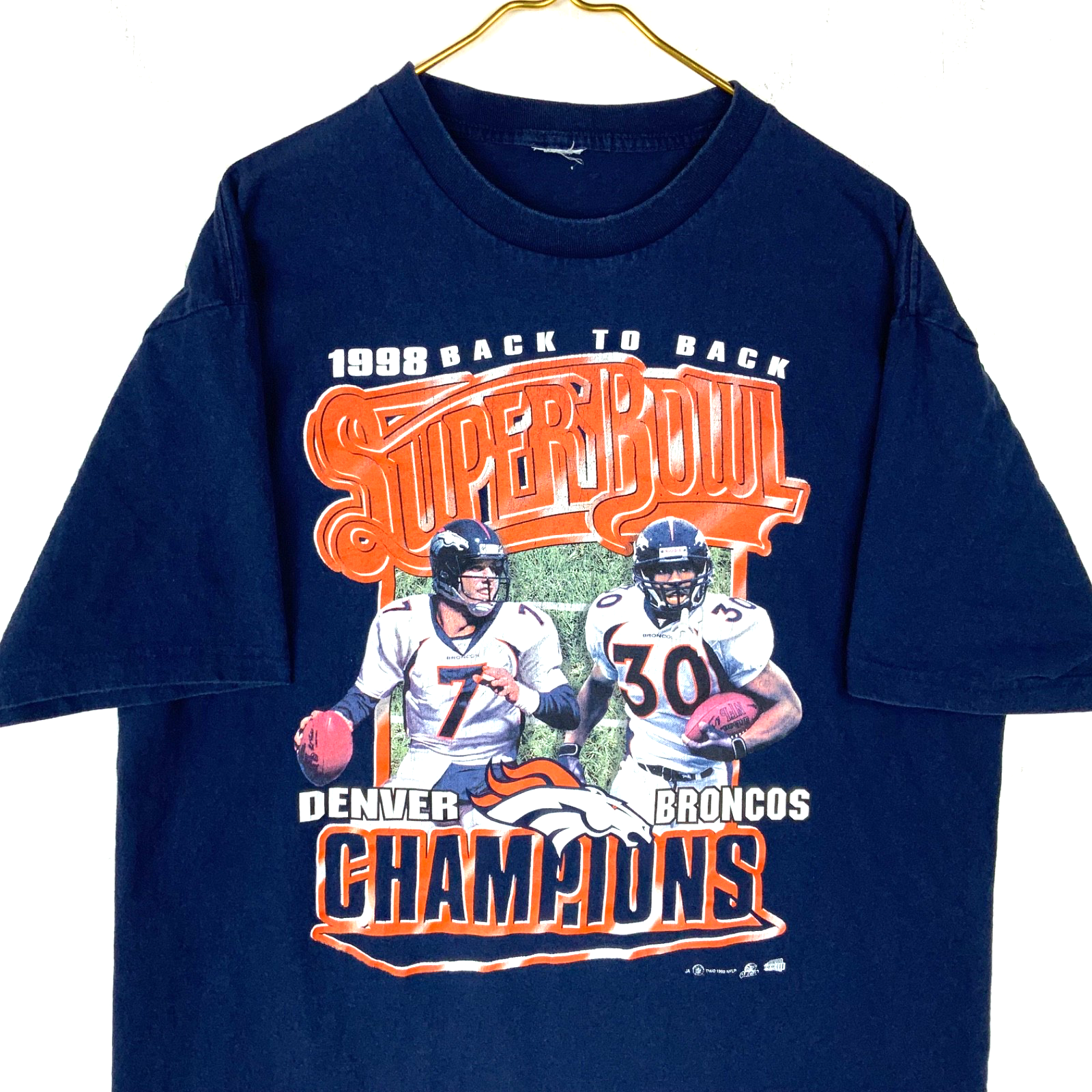 Vintage Denver Broncos T-Shirt XL Nfl Super Bowl Champs 1998 Back To Back 90s
