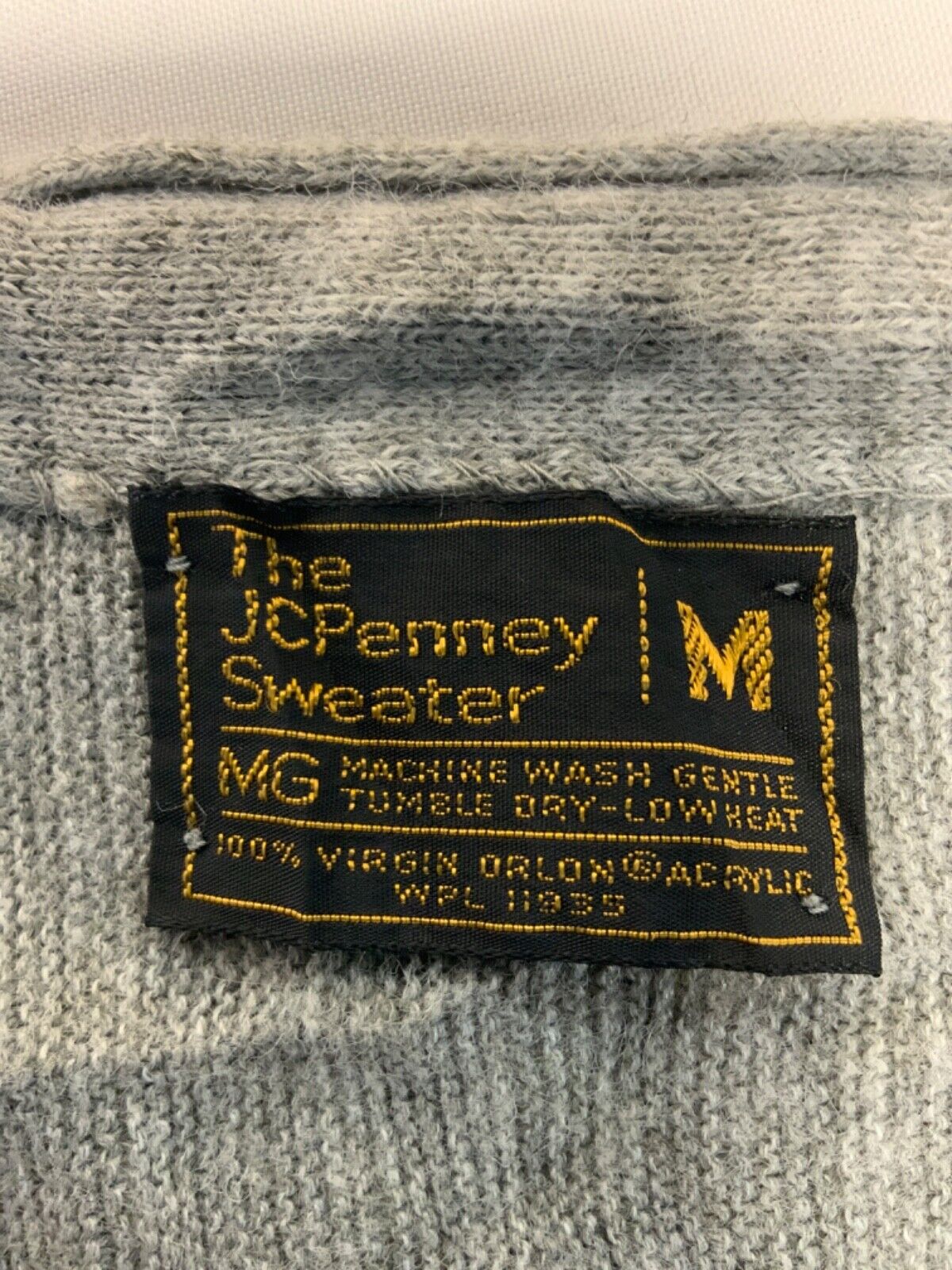 Vintage Jc Penney Knit Sweater Medium Gray Cardigan Made In Usa 1980s
