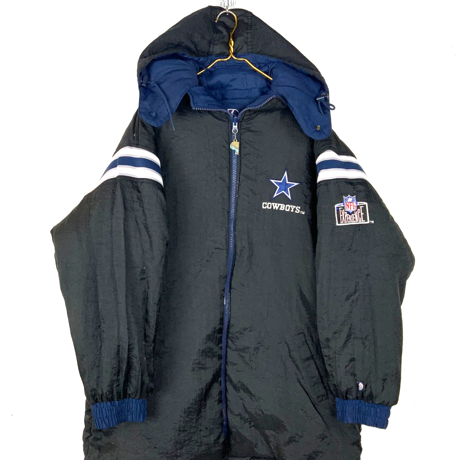 Vintage Dallas Cowboys Pro Player Jacket XL Reversible Puffer Hooded FullZip Nfl