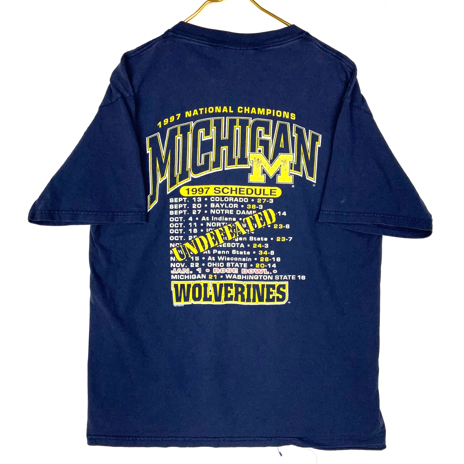 Vintage Michigan Wolverines Nutmeg T-Shirt Large Ncaa Football 1997 Champs 90s